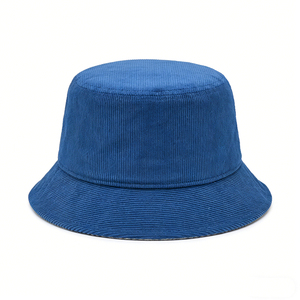 Chapeau Bob en Velours Côtelé Bleu Unisexe avec Logo Brodé 3D, Chapeau de Pêcheur Vintage à Large Bord pour la Pêche et le Streetwear en Plein Air - Product Image 5
