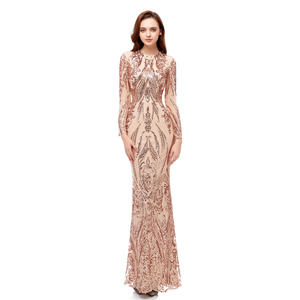 Blue/Red/Rose Gold/Green Custom Made <strong>Size</strong> High Neck Long Sleeve Prom Dresses 2019 Muslim <strong>Sequins</strong> Party Dress Detachable <strong>Skirt</strong> - Product Image 4