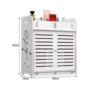 طبقات شبكية مجوفة بنمط زهور مثبتة على الحائط مستحضرات تجميل خالية من الخشب والبلاستيك رف تخزين المرحاض - Product Image 1