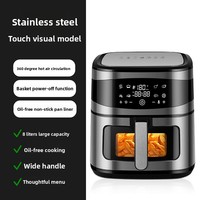 Friteuse à air transfrontalière 8L grande capacité 1800W à commande tactile, circulation d'air chaud, garantie 3 ans, usage domestique