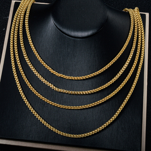 Collares finos de moda unisex al por mayor, ligeros, de diseño idéntico, tamaños variados, con eslabones dorados tipo caja de palomitas de maíz. - Product Image 1