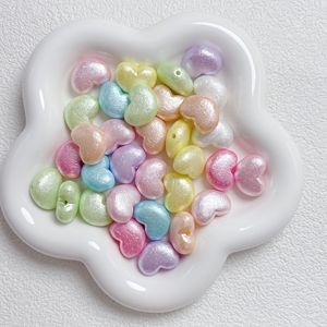 Perle Acriliche Effetto Perla con Superficie Rugosa a Forma di Cuore con Fori Passanti per Creazioni Fai-da-Te di Charm per Telefoni e Portachiavi - Product Image 2