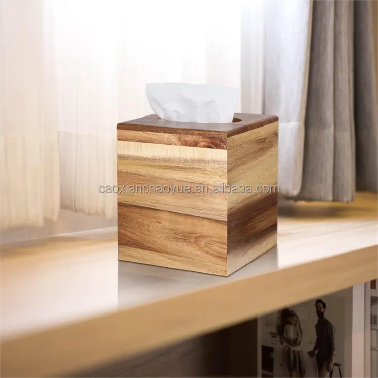 Vuông container gỗ Tissue Box bằng gỗ Bìa Box có thể tháo rời mô bằng gỗ cho nhà hàng khách sạn