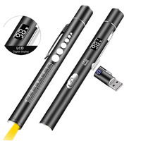 Senter LED Slide Switch Mini 2-in-1 dari Aluminium Alloy, Lampu Pena LED Putih/Kuning, Dapat Diisi Ulang via USB, Lampu Darurat