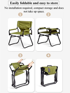 Chaise de camping pliante portable d'extérieur pour pique-nique, pêche, croquis artistiques, chaise de réalisateur, chaise de plage, chaise longue en tissu Oxford 1800D - Product Image 5