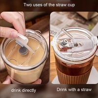 En gros, Tasse à café en verre style Ins, grande capacité, design élégant, avec paille