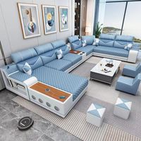 Ensemble de canapés modernes en tissu, grand canapé sectionnel en U pour salon, combinaison de meubles minimalistes pour la maison, tissu technologique
