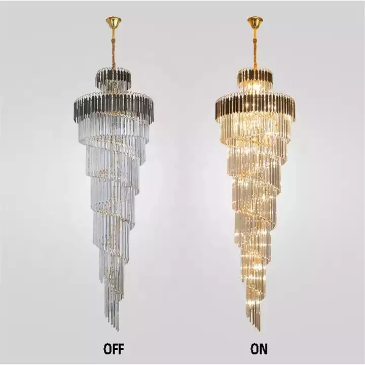 工場直販モダンゴールド大型LEDシャンデリアライト階段吹き抜け