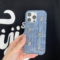 Étui de luxe élégant pour iPhone 16 Pro Max en toile avec rivets étoiles, compatible également avec iPhone 13, 14, 15 Pro Max