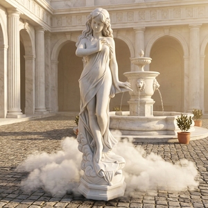 Escultura de Diosa Celestial en Mármol Blanco Sólido, Hecha a Medida - Arte Figurativo Griego-Romano Personalizado, Fabricada a Pedido con Envío Global - Product Image 1