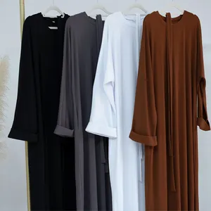 Hijab ribbed knitted abaya set muslim women islamic clothing winter abaya robe islam dubai turkey modest outfit Ramadan Eid
