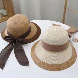 Fashion Western Style Women's Large Brim Beach <b>Hat</b> Vacation Seaside <b>Straw</b> <b>Hat</b> Woman <b>Straw</b> Bucket <b>Hat</b> - Product Image 2