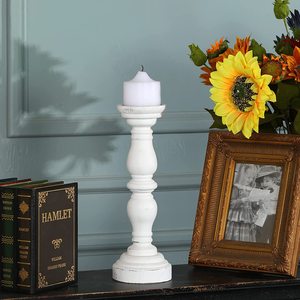 Decorazioni della fattoria matrimonio di lusso artigianato in <span class=keywords><strong>legno</strong></span> bianco candelabro portacandele decorativo in <span class=keywords><strong>legno</strong></span> rustico portacandele - Product Image 5