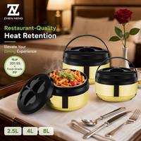 Boîte à lunch isotherme ronde en acier inoxydable Zhenneng, grande capacité (2,5L, 4L, 8L) pour le stockage alimentaire