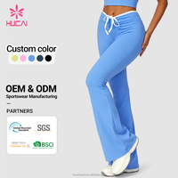 Leggings de Yoga Hucai Personalizados, Elásticos en 4 Direcciones, Transpirables, con Cordón Ajustable, Cintura en V, Corte Acampanado, para Gimnasio, Pilates, Pantalones de Yoga Acampanados para Mujer