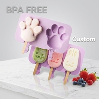 Moules à sucettes glacées en silicone motif dessin animé, bac à glaçons en silicone sans BPA, réutilisable, avec bâtonnets pour enfants, vente en gros