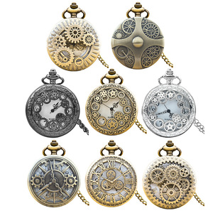 Diversi modelli catena pendente quarzo bronzo cassa orologio 47MM ingranaggio orologi da tasca cavi - Product Image 1