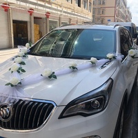 180CM décoration de voiture de mariage fleur rangée blanc Rose rotin romantique décoration de voiture de mariage avec rubans pour voiture de mariage