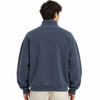 Sweat-shirt à col zippé vintage en velours côtelé personnalisé de qualité supérieure, pull ample épais 400 g/m² pour homme, style streetwear uni