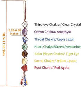Décoration suspendue en cristal de quartz en pierre naturelle avec conception tissée de 7 chakras, ornement mural de guérison d'énergie de pierres précieuses - Product Image 2