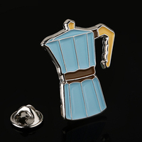 Broche personnalisée OEM en émail, motif cafetière minimaliste, en métal plaqué argent, badge de revers pour les amateurs de café, décoration de sac à dos