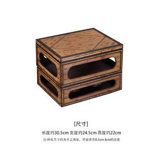Xiangfei Bamboo Double Layer <b>Storage</b> Box Rectangular <b>Stackable</b> Tea Set Organizer Food <b>Container</b> Anji Origin - Product Image 2