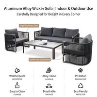 Ensemble de canapés en rotin Meiqi pour patio extérieur moderne avec table, imperméable et résistant aux UV, pour jardin, balcon, terrasse et salon