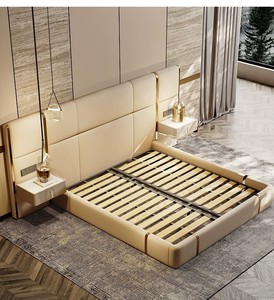 <span class=keywords><strong>Stile</strong></span> minimalista italiano lussuoso letto matrimoniale luce di lusso <span class=keywords><strong>modernista</strong></span> ampia camera da letto ampia testiera in pelle Villa collezione - Product Image 6