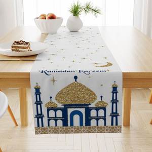 Moon Flowers Stars Ramadan Eid <b>Table</b> <b>Runner</b> Holiday Kitchen <b>Dining</b> <b>Table</b> <b>Runners</b> Ramadan Tablecloth - Product Image 1