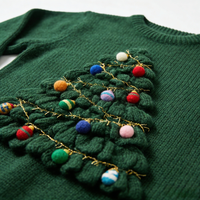 Pull de Noël tricoté 3D unique Vert Émeraude – Tenue de Fête Festive – Vêtements de Fêtes – Fabricant ODM Personnalisé en Gros – Tenue Élégante