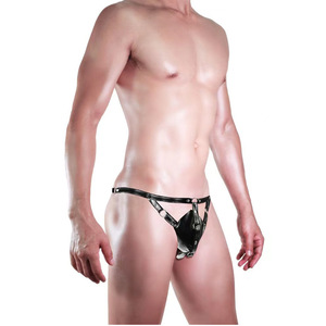 กางเกงในชายหนังเทียมสีดำเอวต่ำเซ็กซี่พร้อมสายโซ่ - Product Image 2