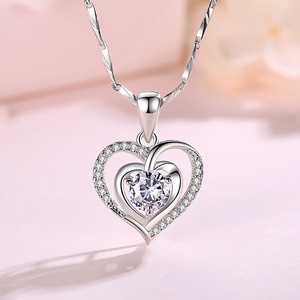 Collar con Incrustaciones de Diamantes en Forma de Corazón S999 para Mujer, Cadena de Clavícula Moderna, Colgante de Amor, Regalo de Cumpleaños para Novia - Product Image 5