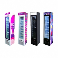 Congélateur vertical commercial 21-105L pour crème glacée, réfrigérateur compact et fin, éclairage LED, compresseur, refroidissement par air, affichage en marbre