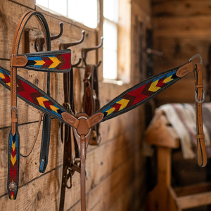 En gros, rênes, collier de poitrée et selle western en cuir véritable de qualité supérieure, durables, avec design croix perlée, style anglais - Product Image 3