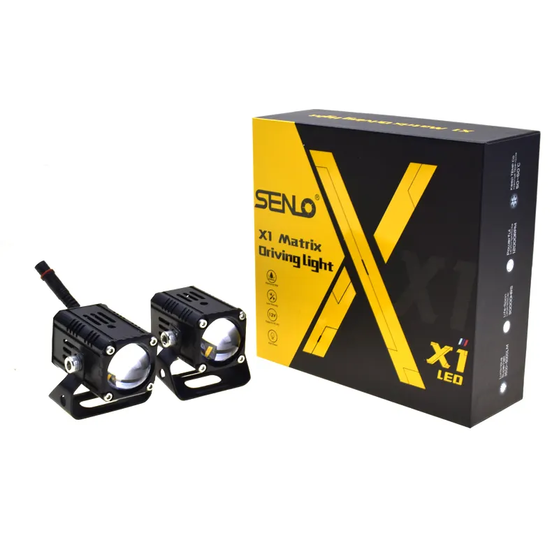 Senlo X1 Plus lampu depan berkendara, lampu sorot rendah tinggi warna ganda 50W, lampu tambahan Mini LED berkendara di tempat kabut