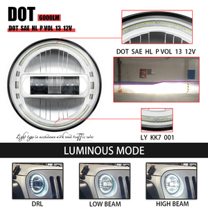 DOT approvato KINGKONG LED Headlight con angel eye led di <span class=keywords><strong>Angelo</strong></span> 7 pollici rotonda halo faro per jeep wrangler jk - Product Image 2