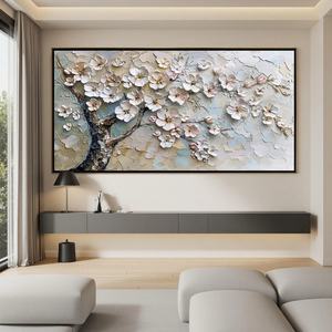 Arte Mural Contemporáneo de Alta Gama, Serenata de Flores, Pintura al Óleo Floral Impresa, Arte Mural Abstracto Grande, Pintura en Lienzo Neutral - Product Image 5