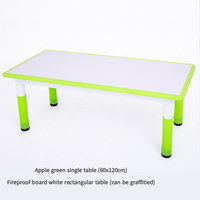 Ensemble table et chaises rectangulaires réglables en plastique pour 6 enfants, design moderne et simple, idéal pour l'apprentissage et l'écriture des tout-petits en maternelle.
