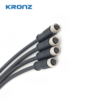 Connecteur d'automatisation industrielle KRONZ M8 3 broches, femelle, droite, à vis, en alliage noir, non blindé, assemblage de câbles, IP67