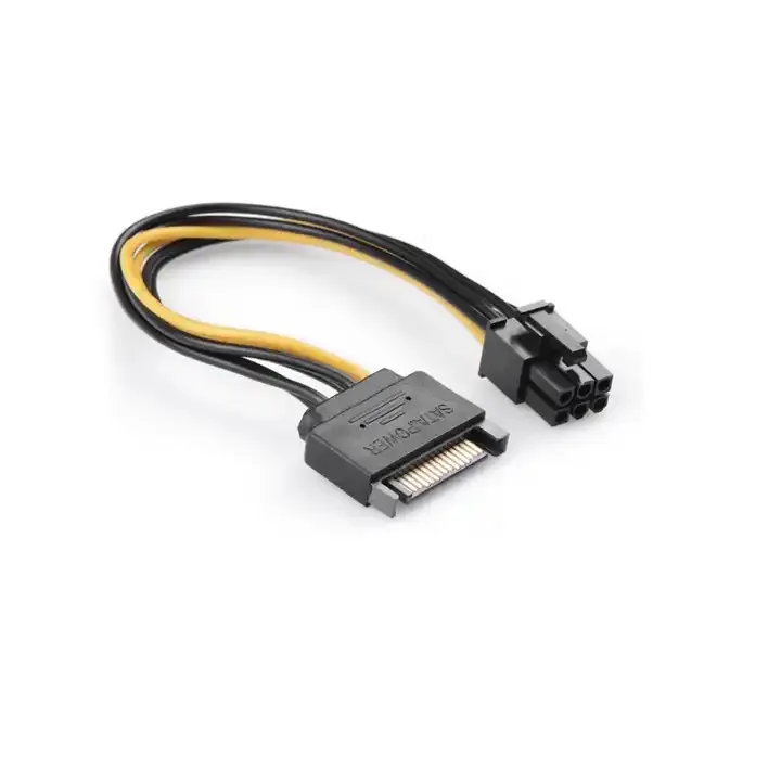 15Pin SATA power to 6Pin Graphics card reverse Power Cable Adapter 6P PCI-E PCI CPU Motherboard Video Card Converter Cord