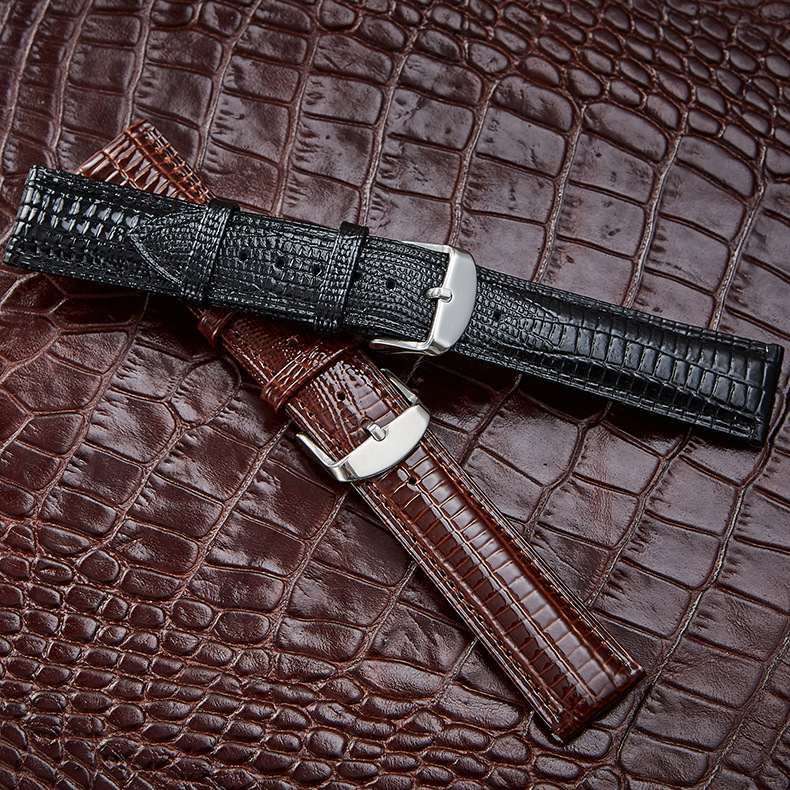 Wholesale Customizable 22mm Lizard Grain Calfskin Genuine Watch Straps Leather 12-24mm OEM/ODM Available Bulk Stock Ready