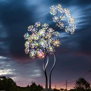 Современная Парковая большая уличная Цветочная статуя, семена светлого металла, художественные изделия, квадратная общественная скульптура из нержавеющей стали - Product Image 2