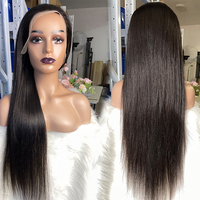 Wig Rambut Manusia Warna Hitam Jet Terlaris, Lurus Alami 100% Vietnam, Kustomisasi Gratis, Lace Super Double Drawn