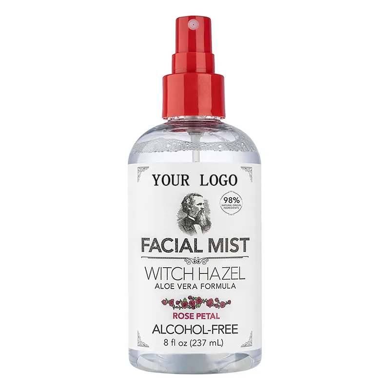 Hight Quality Organic Moisturizing Pores Skin Care Facial Toner Alcohol-Free Witch Hazel Rose Facial Mist Toner