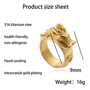 Anillo de Dragón Dorado para Hombre, Acero Inoxidable, Diseño Animal, Estilo Punk, Joyería de Moda, Regalo 27075 - Product Image 5