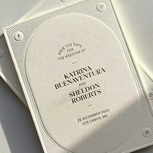 Tarjetas de Invitación de Boda con Estampado de Vainilla y Diseño Personalizado, Impresión en Papel de Algodón con Grabado en Relieve - Product Image 2