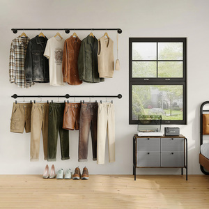 <span class=keywords><strong>Étagère</strong></span> murale en métal pour vêtements, support de rangement robuste, tringle de placard, suspension de vêtements, style vintage rétro, <span class=keywords><strong>étagère</strong></span>s de garage - Product Image 5