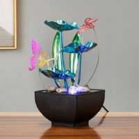 Cascade de bureau alimentée par USB tendance avec éclairage d'ambiance et décoration lotus