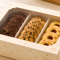 Boîtes à biscuits personnalisables en carton ivoire jetable avec fenêtre pour emballage de pâtisserie