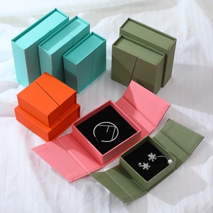High Quality Square Pattern Gift Packaging Folio Box for Necklaces Bracelets <b>Rings</b>-Paper Jewelry <b>Storage</b> Solution - Product Image 1